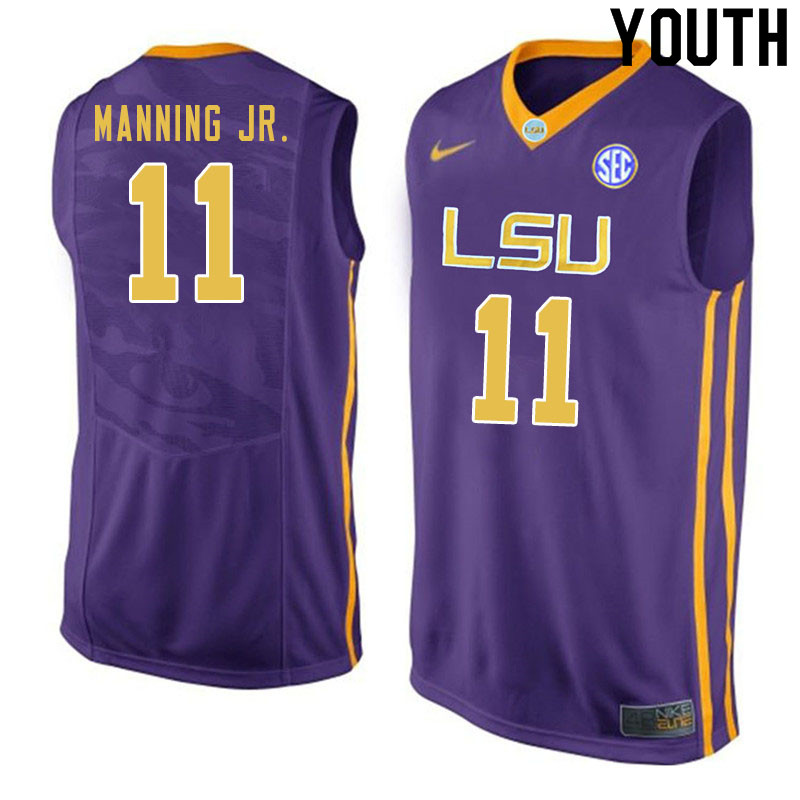 Youth #11 Charles Manning Jr. LSU Tigers College Basketball Jersyes Sale-Purple - Click Image to Close